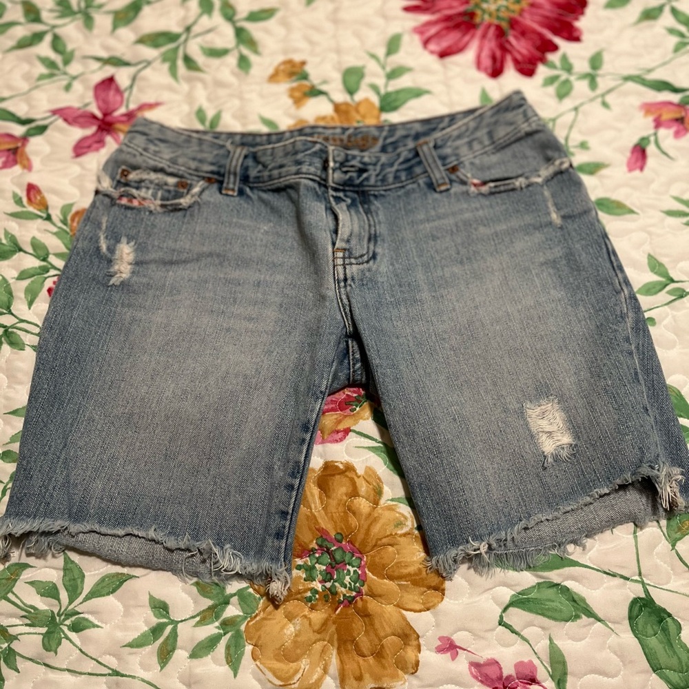 American Eagle Distressed Denim Bermuda Shorts